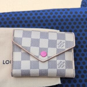 Louis Vuitton White and Pink Wallet with Damier Azur Pattern